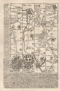Southampton-Romsey-Whiteparish-Salisbury road map by J. OWEN & E. BOWEN 1753 - Picture 1 of 2