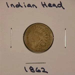Moneda de un centavo de cobre níquel 1862 "Liberty Head" corona de laurel rev. *Bien* - Imagen 1 de 2