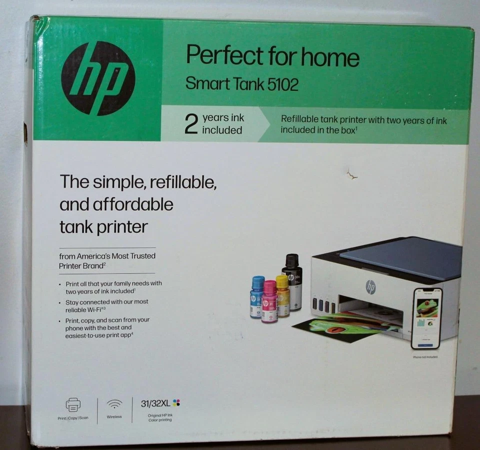 HP Smart Tank 5102 Wireless All-In-One Tank Inkjet Color Printer - New in Box - Image 1 of 1