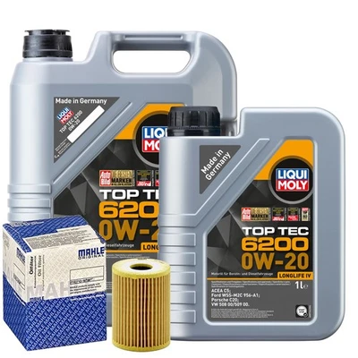 Motoröl 0W20 LIQUI MOLY Top Tec 6200 6L+MAHLE Ölfilter