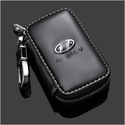 Genuine Leather Car Key Case Bag Keychain Remote Key Fob Cover for Hyundai New - Image 1 of 4