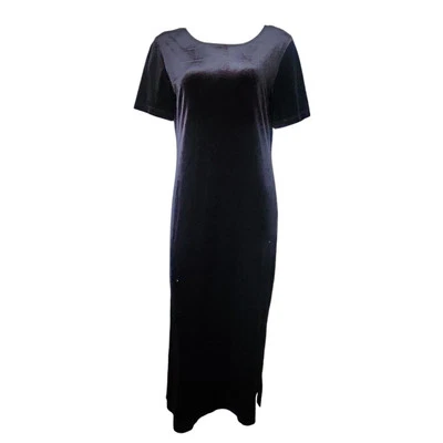 Vestido Notations Mujer Talla M Mediano Negro Sólido Pullover Largo Terciopelo Maxi Y2K Foto 1 de 4