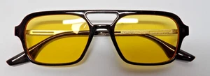Osagama Classic Sunglasses V400 Protection Yellow Lens Black And Chrome Frame - Picture 1 of 8