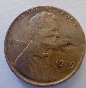 1939 Lincoln Wheat Penny Copper Circulated Coin Planchet ERROR Free Shipping - Picture 1 of 11