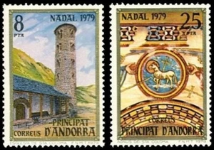 Andorra 1979 Edifil 128/9 Sellos ** Navidad Iglesia Romanica de Santa Coloma - Imagen 1 de 1