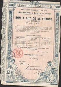 DECO=> EXPOSITION UNIVERSELLE DE 1889 (O) - Imagen 1 de 1