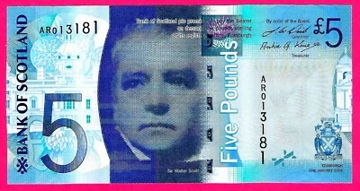 Escocia 5 libras, 2007 p124b UNC (TK 12 838) Foto 1 de 2