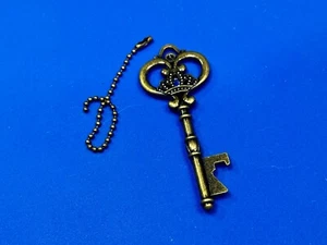 3" Skeleton Key Pendant Antiqued Bronze Keychain, Key Chain Ring Souvenir - Picture 1 of 14