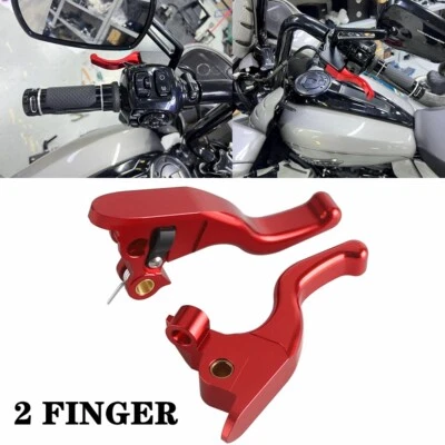 2 FINGER 4.8" Red Hand Brake Clutch Levers For Harley Freewheeler FLRT 2021-2024 — 第 1/4 张图片