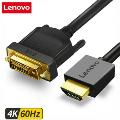 Lenovo HDMI to DVI DVI to HDMI 4K HD Converter Cable With Audio Output Universal - Image 1 of 4