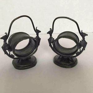 Paar antike Simpson, Hall & Miller Co Diskant Teller Phönix Serviettenringe - Bild 1 von 8