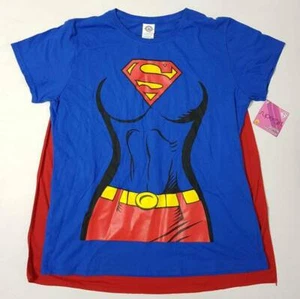 Rubies Womens Supergirl Costume Shirt Blue Detachable Cape Halloween Top XL New - Picture 1 of 9