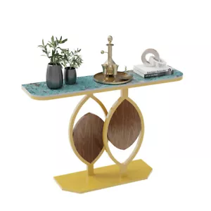 WISFOR Chic Entry Table Rectangular Marble Side Table Emerald-Blue/ White Top - Picture 1 of 18