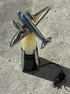 Vintage Chrome Airplane Lamp Steampunked From Original Parts - Picture 1 of 12