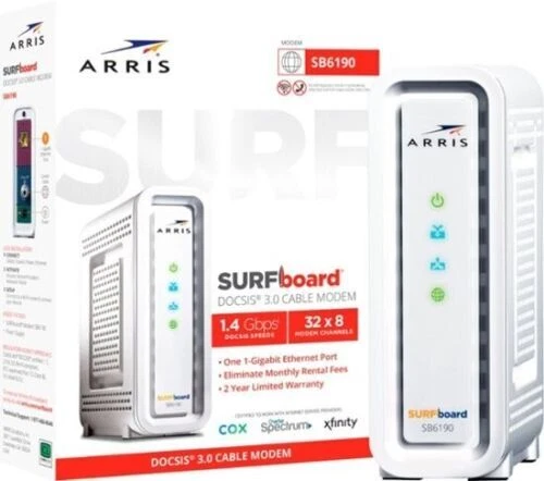 ARRIS SURFboard SB6190 32x8 DOCSIS 3.0 Cable Modem - White - Image 1 of 1