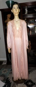 WOMAN'S VINTAGE GLYDONS NYLON & LACE 2 PC NIGHT GOWN ROBE LINGERIE - Bild 1 von 21