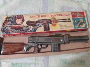 SPACE RULER MACHINE GUN TIN TOY GUN B/O 1960's HORIKAWA JAPAN new in box - Picture 1 of 20