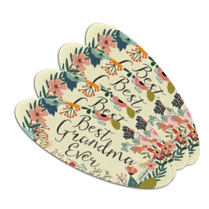 Best Grandma Ever Floral Double-Sided Oval Nail File Emery Board Set 4 Pack - Picture 1 of 4