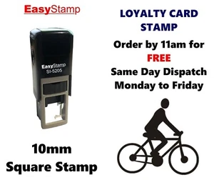 Loyalty Card Stamp 10mm Self Inking Rubber Small Pocket Size - CYCLIST - Picture 1 of 9