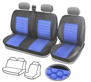 Coprisedili 1+2 in Ecopelle per Iveco Daily 2006-2011 Nero/Blu Nou - Imagen 1 de 2