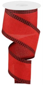 Royal Burlap Gingham Check Edge Ribbon, Red and Black, Wired Ribbon, 2.5" W X 10 - Bild 1 von 1