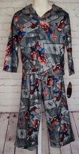 Marvel Spiderman 2 Pc Button Down Long Sleeve Fleece Pajama Set Size 2/4T - Picture 1 of 3