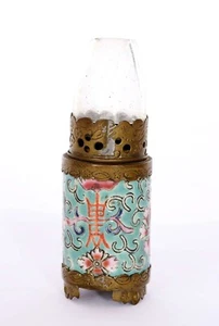 1930's Chinese Famille Rose Porcelain Opium War Era Oil Lamp - Picture 1 of 6