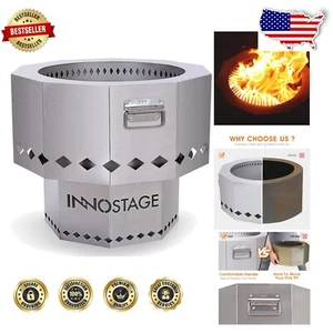 Round Portable Stainless Steel Fire Pit - Hassle-Free for Outdoor Gatherings - Picture 1 of 11