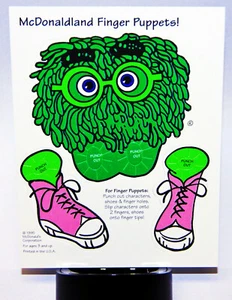 1995 McDonalds Fry Guy McDonaldland Punch Out Fingerpuppe Happy Meal Kinder Spielzeug - Bild 1 von 3