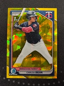 2024 Bowman Zaffiro #BCP-120 Carlos Silva 1° Giallo /75 Gemelli Minnesota - Foto 1 di 1