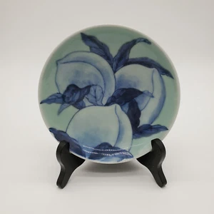 Cobalt Blue Ceramic Bowl with Fruit Design - Picture 1 of 7