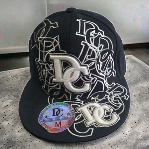 USA Washington DC Logo Mens Medium Fitted Cap Hat Black White Casual NEW - Picture 1 of 8