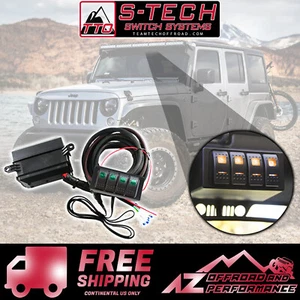 S-Tech 4 Switch System w/ Relay Center Amber Dual LED For 07-11 Jeep Wrangler JK - Bild 1 von 7
