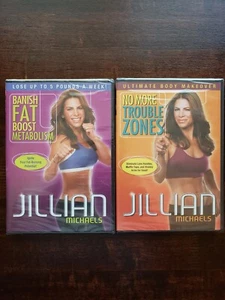 2 NEW Jillian Michaels Workout Fitness DVDs Lot No More Trouble Zones Banish Fat - Picture 1 of 4