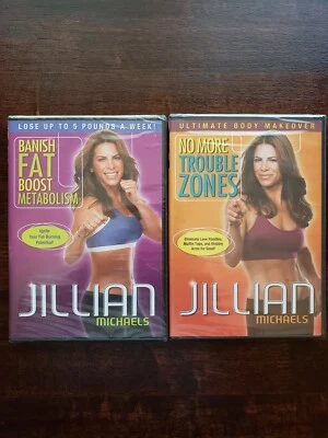 2 NEW Jillian Michaels Workout Fitness DVDs Lot No More Trouble Zones Banish Fat - Image 1 of 4
