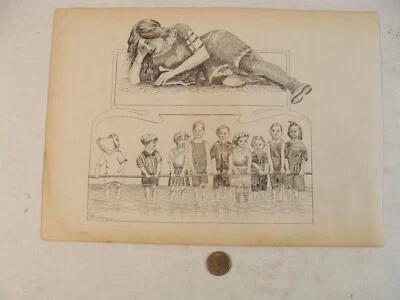 Antique 1911 Peter Haverly Brooks Folk Art Calligraphy Drawing 2 - Image 1 of 4