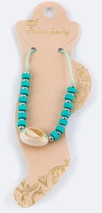 Mint Silver Colored Beads Cowrie Shell Anklet Bracelet Adjustable Beach Summer - Picture 1 of 1