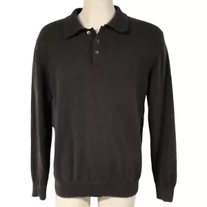 Mens Grant Thomas Brown 2 Ply 100% Cashmere Collared Sweater Size L Large - Picture 1 of 7