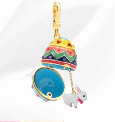 Conejo conejito interior huevo de Pascua esmalte collar colgante con cadenas Foto 1 de 4
