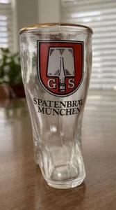 Mini bota de cristal Spatenbrau Munchen vintage con adornos dorados - Imagen 1 de 3