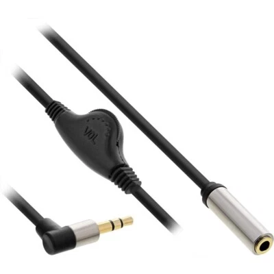 InLine Slim Audio Cable Jack 3.5 mm Male Angled/BU with Volume Control 0.25 m - Image 1 of 3