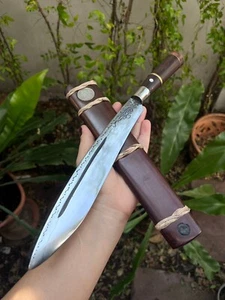 Handmade Thai Enep machete camp knife 9.8" Bearing steel engraved blade,Rosewood - Picture 1 of 22