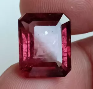 GRANDE pietra preziosa ottagono ottagono ottagono tormalina rosa naturale per pietra gioiello 12,22 ct - Foto 1 di 9