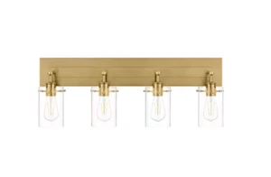 Hampton Bay Regan 29 in. 4-Light Brushed Gold Vanity Light with Clear Glass - Picture 1 of 11