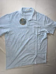 Criquet Blue & White Stripe Short Sleeve Polo Shirt XL Men NWT - Picture 1 of 7