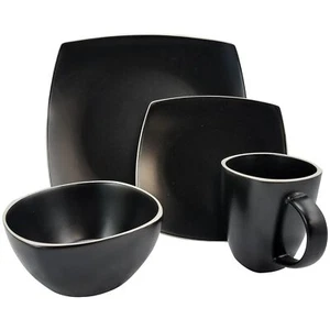 Gibson Soho Lounge Matte 16-Piece Dinnerware Set, Black - Picture 1 of 1