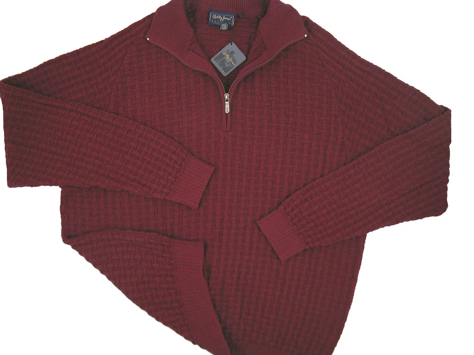 NEW! $210 Bobby Jones 1/2 Zip Cardigan Sweater!  L   Burgundy  *Runs Large* - Image 1 of 1