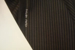 3.88 yds English Fintex Wool Fabric Super 120s 7 oz Suiting Charcoal Stripe 140" - Picture 1 of 5