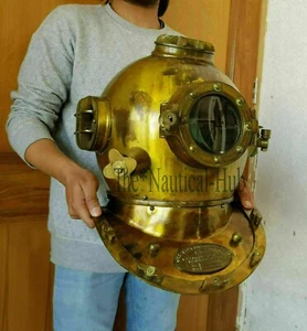 Casco subacqueo 18". U.S Navy Mark V Deep Sea antica immersione vintage, - Foto 1 di 3