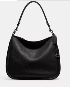 ❤️ Bolso de Hombro Coach Cary Peltre/Negro Cuero Guijarro Suave - Imagen 1 de 7